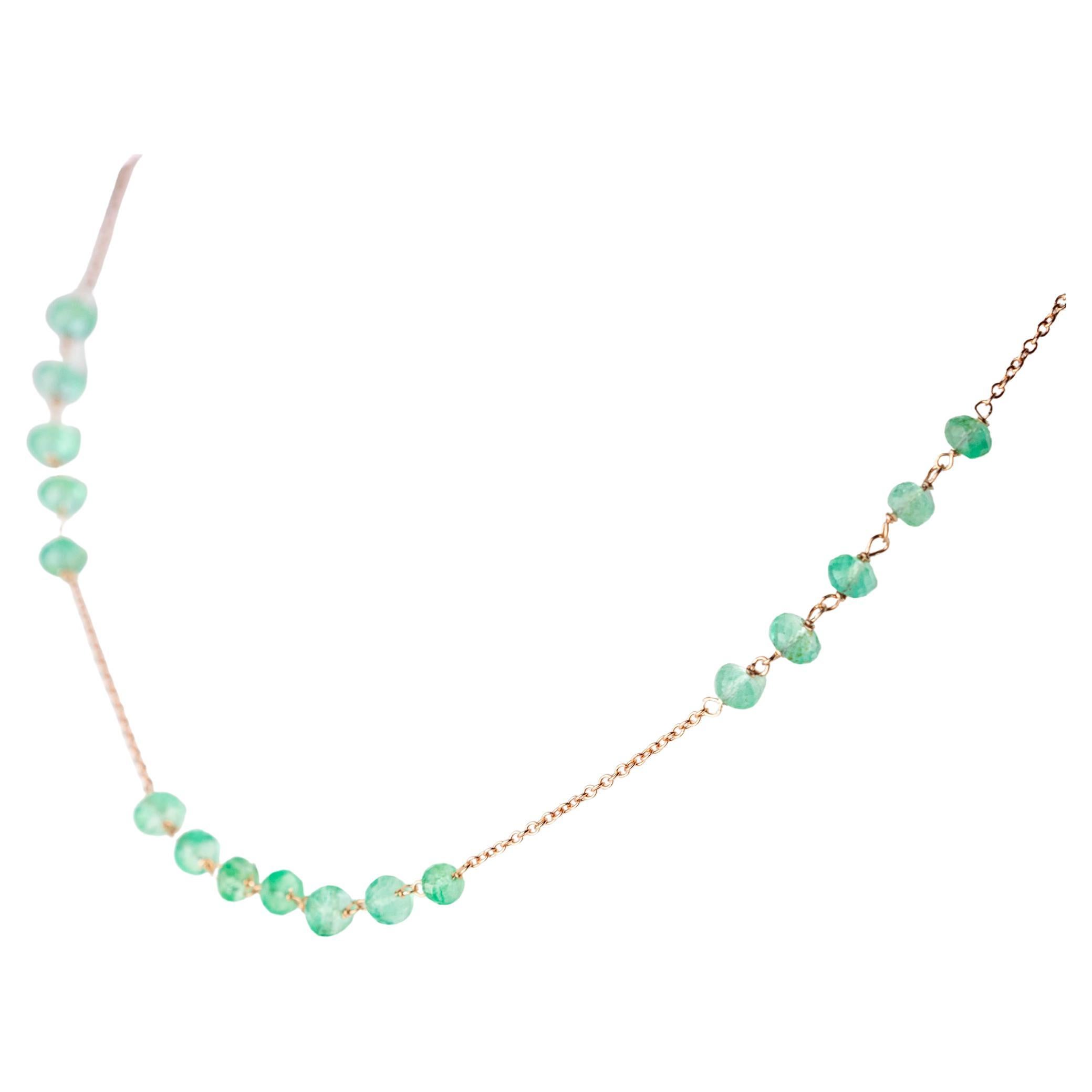Intini Jewels 18 Karat Gold Chain Emerald Rondelle Beads Handmade Necklace