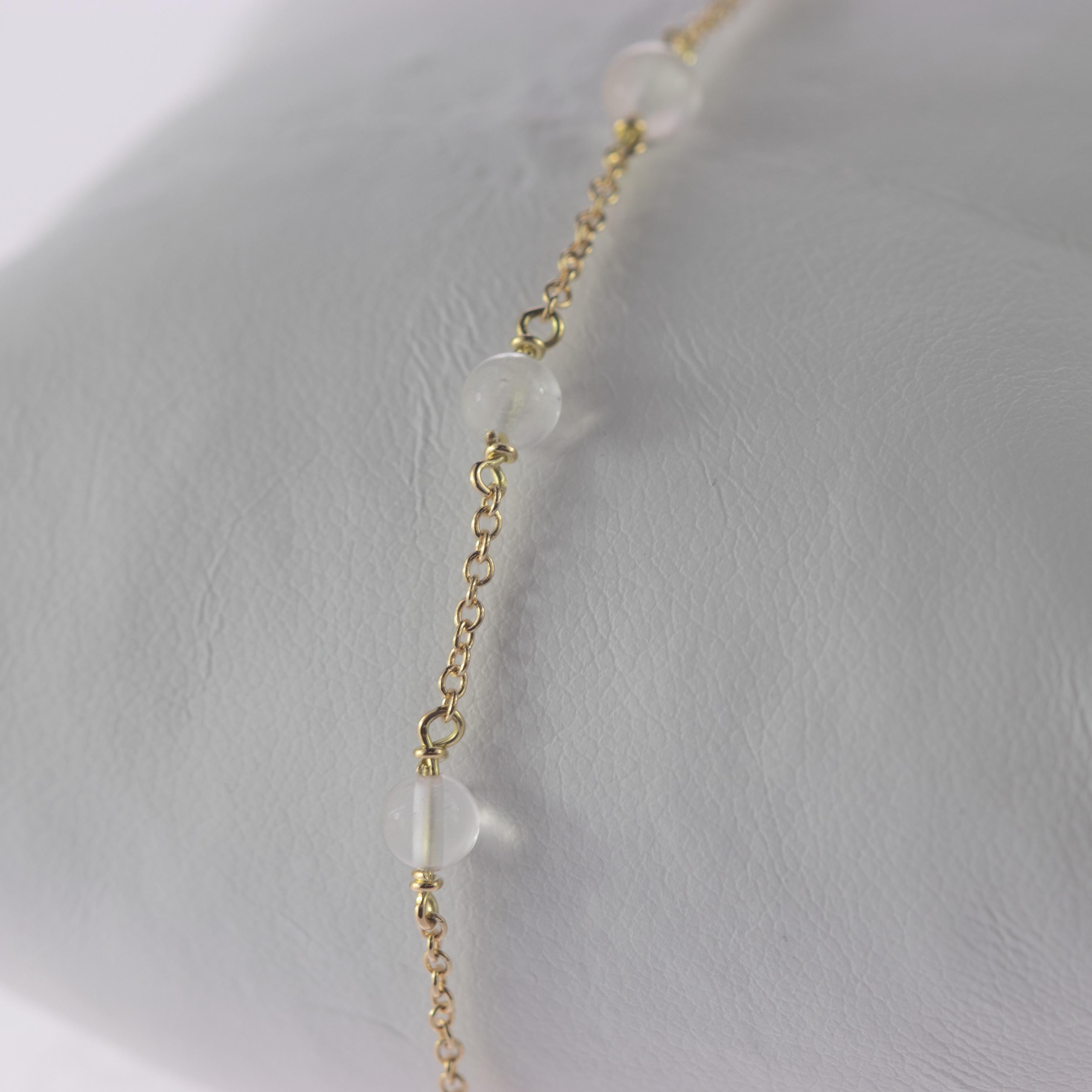 Intini Jewels - Set di collane e bracciali con sfere di quarzo rosa a catena d'oro 18 carati in vendita 2