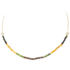 Intini Jewels 18 Karat Gold Chain Tourmaline Rondelles Cocktail Beaded Necklace