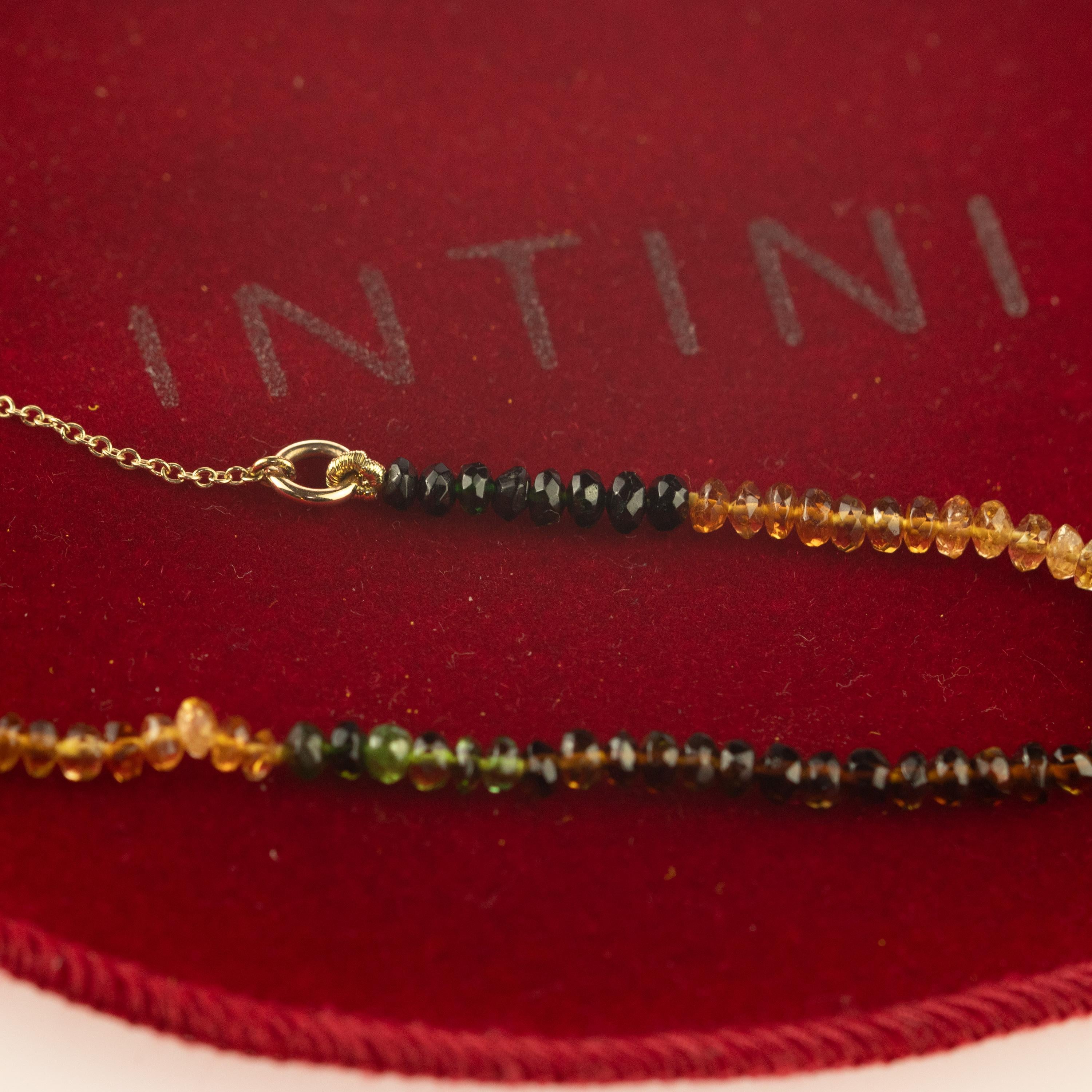 Intini Jewels 18 Karat Gold Chain Tourmaline Rondelles Cocktail Beaded Necklace In New Condition For Sale In Milano, IT