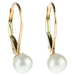 Intini Jewels 18 Karat Gold Freshwater Pearls Leverback Closure Earrings