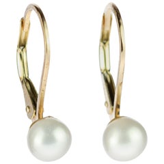 Intini Jewels 18 Karat Gold Freshwater Pearls Leverback Closure Earrings