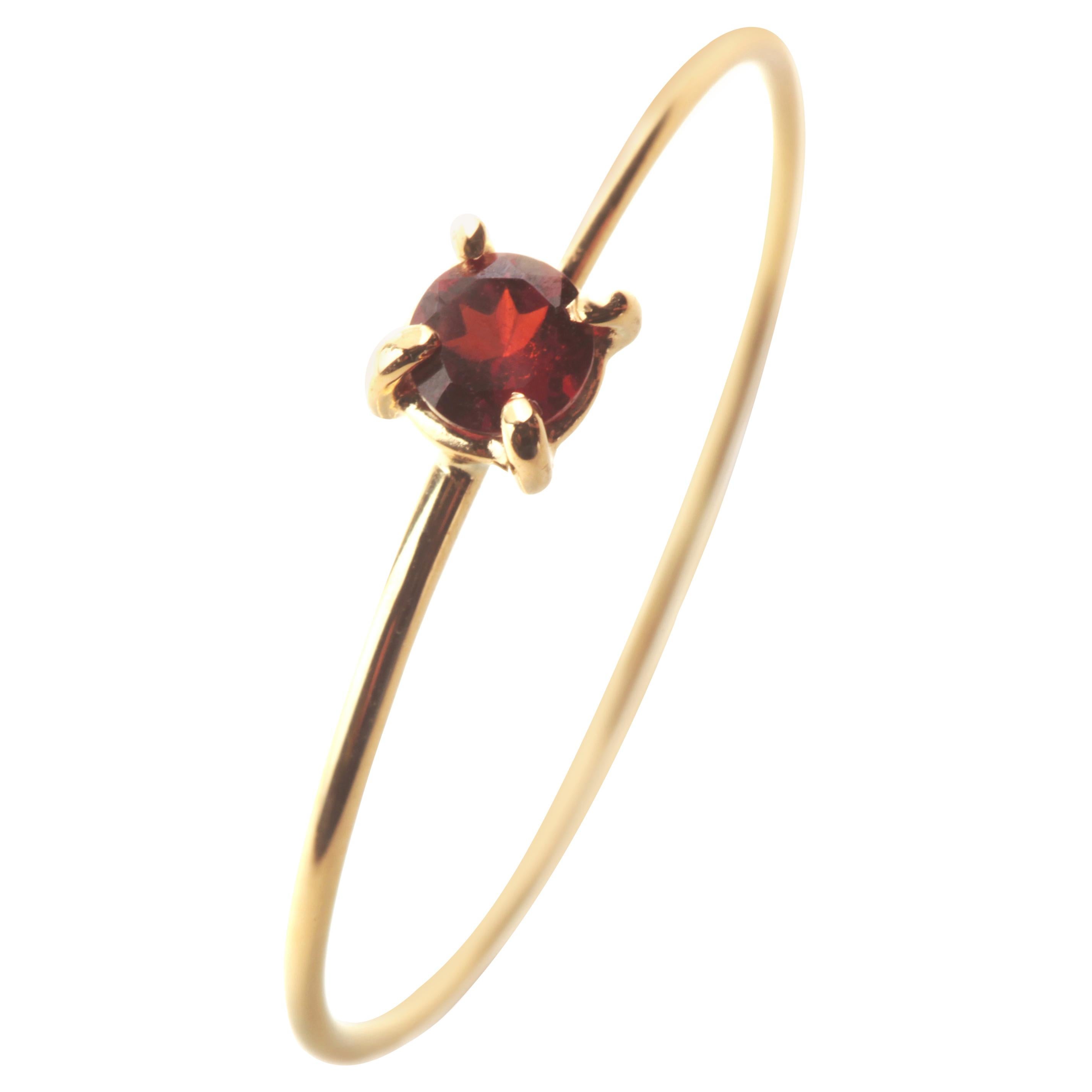 Intini Jewels 18 Karat Gold Garnet Band Handmade Cocktail Chic Modern Ring For Sale