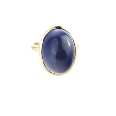 Intini Jewels 18 Karat Gold Lapis Lazuli Cabochon Spring Italian Handmade Ring