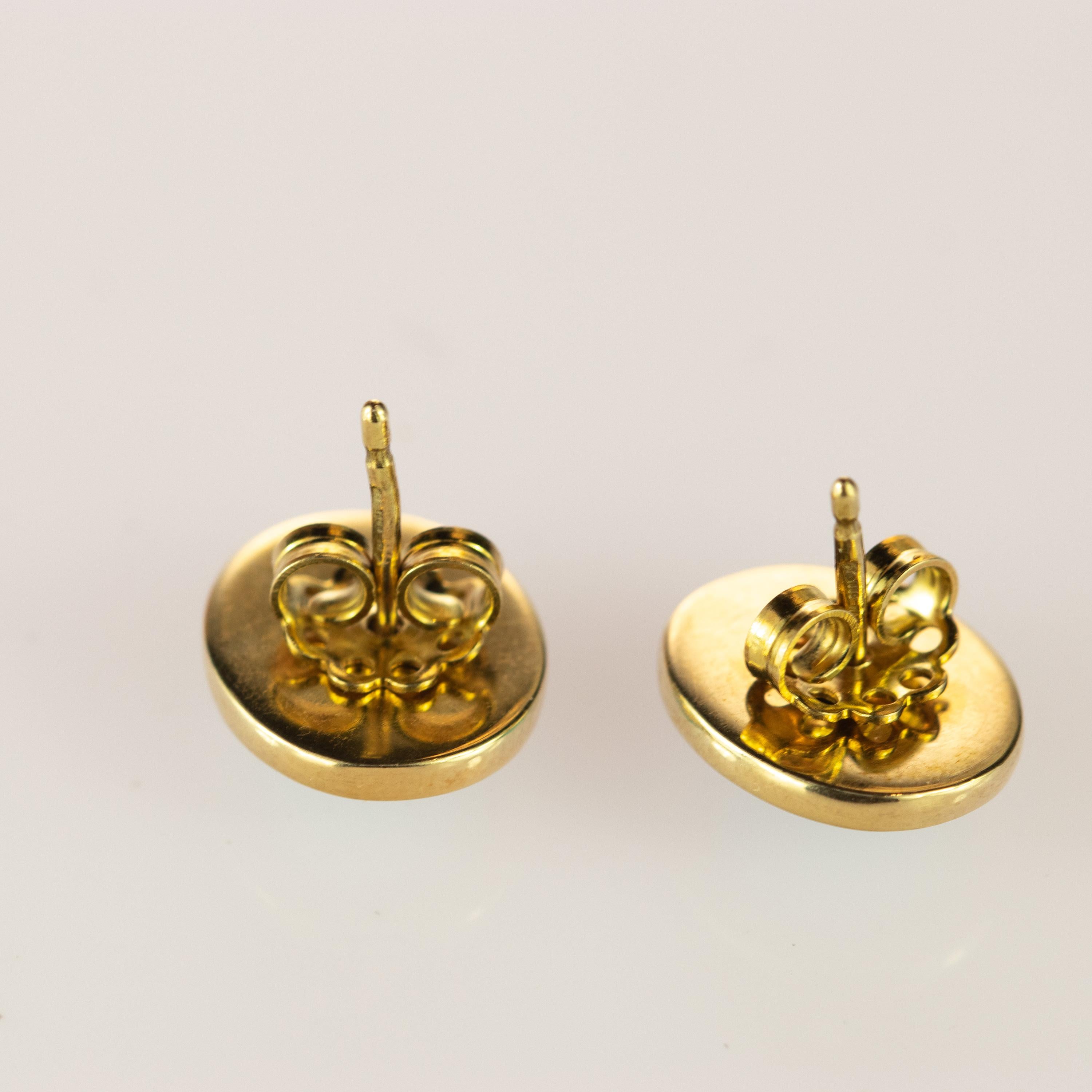 da uomo o donna Orecchini da cocktail in oro 18 carati con perno ovale in turchese naturale