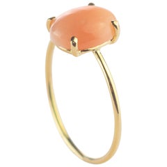 Intini Jewels Bague cocktail en or 18 carats avec corail rose ovale de 2 carats, faite à la main