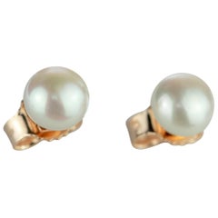 Intini Jewels 18 Karat Rose Gold Round Natural Freshwater Pearl Crafted Earrings