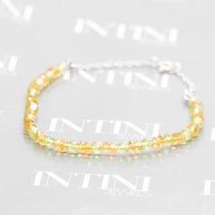Intini Jewels Pulsera Cadena Oro Blanco 18 Kilates Peridoto Citrino Cuarzo
