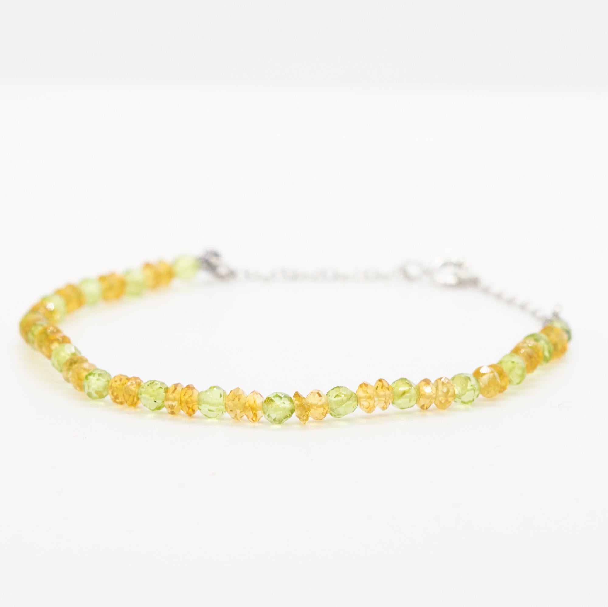 Intini Jewels Pulsera Cadena Oro Blanco 18 Kilates Peridoto Citrino Cuarzo Art Nouveau en venta