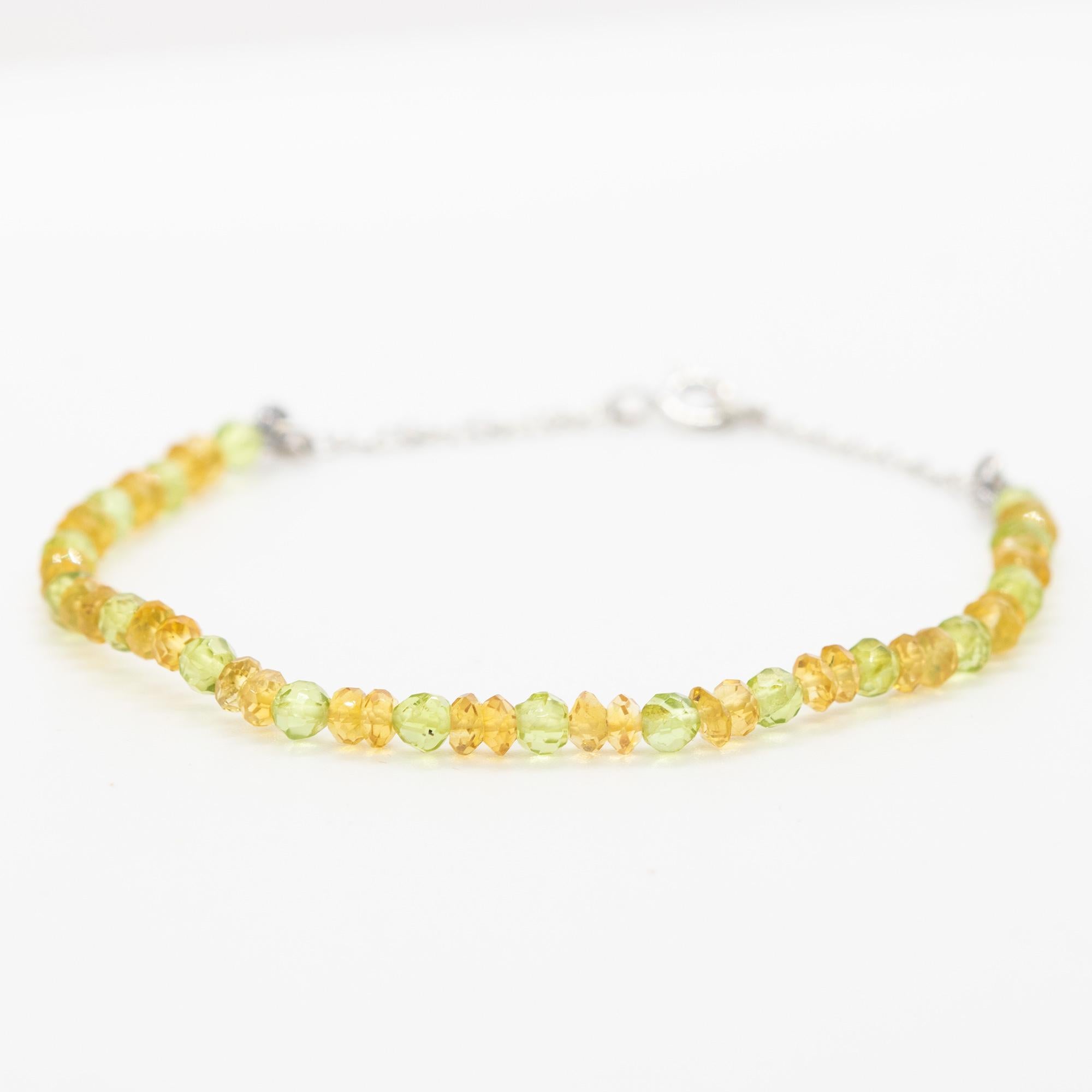 Intini Jewels Pulsera Cadena Oro Blanco 18 Kilates Peridoto Citrino Cuarzo Corte mixto en venta