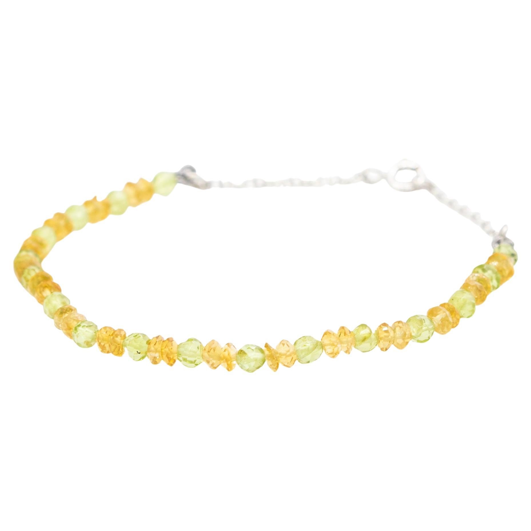 Intini Jewels Pulsera Cadena Oro Blanco 18 Kilates Peridoto Citrino Cuarzo en venta