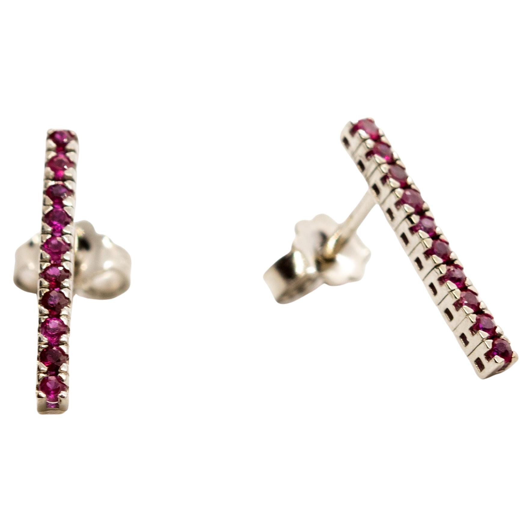 Intini Jewels, orecchini da tennis con rubini naturali in oro bianco 18 carati, Cocktail di rubini