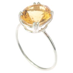 Intini Jewels 18 Karat WhiteGold Oval Citrine Quartz Cocktail Modern Ring