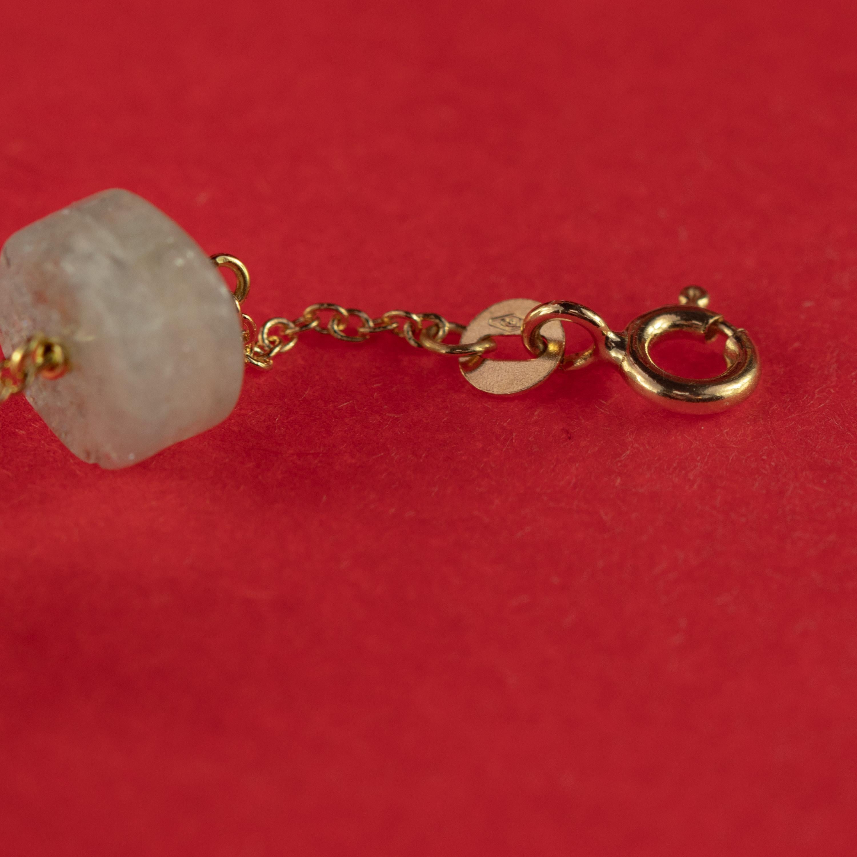 Intini Jewels 18 Karat Yellow Gold Chain Aquamarine Rondelles Handmade Bracelet For Sale 2