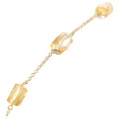 Intini Jewels 18 Karat Yellow Gold Chain Citrine Tubets Beads Handmade Bracelet