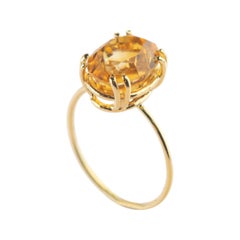 Intini Jewels 18 Karat Yellow Gold Natural Citrine Quartz Cocktail Handmade Ring