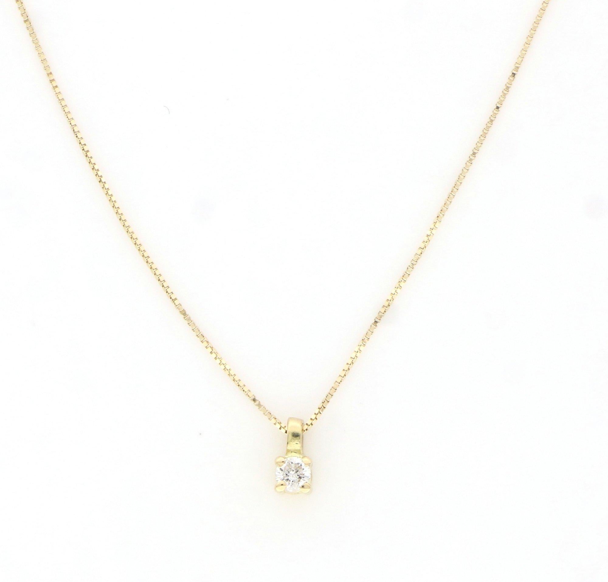 One of a kind 18 karat white gold light point design holding a 0.06 carat round brilliant diamond. A solitaire piece embellished with a 18k Yellow Gold 43 cm chain.

This jewel is inspired in the Greek ancient gods history where Astraios was the