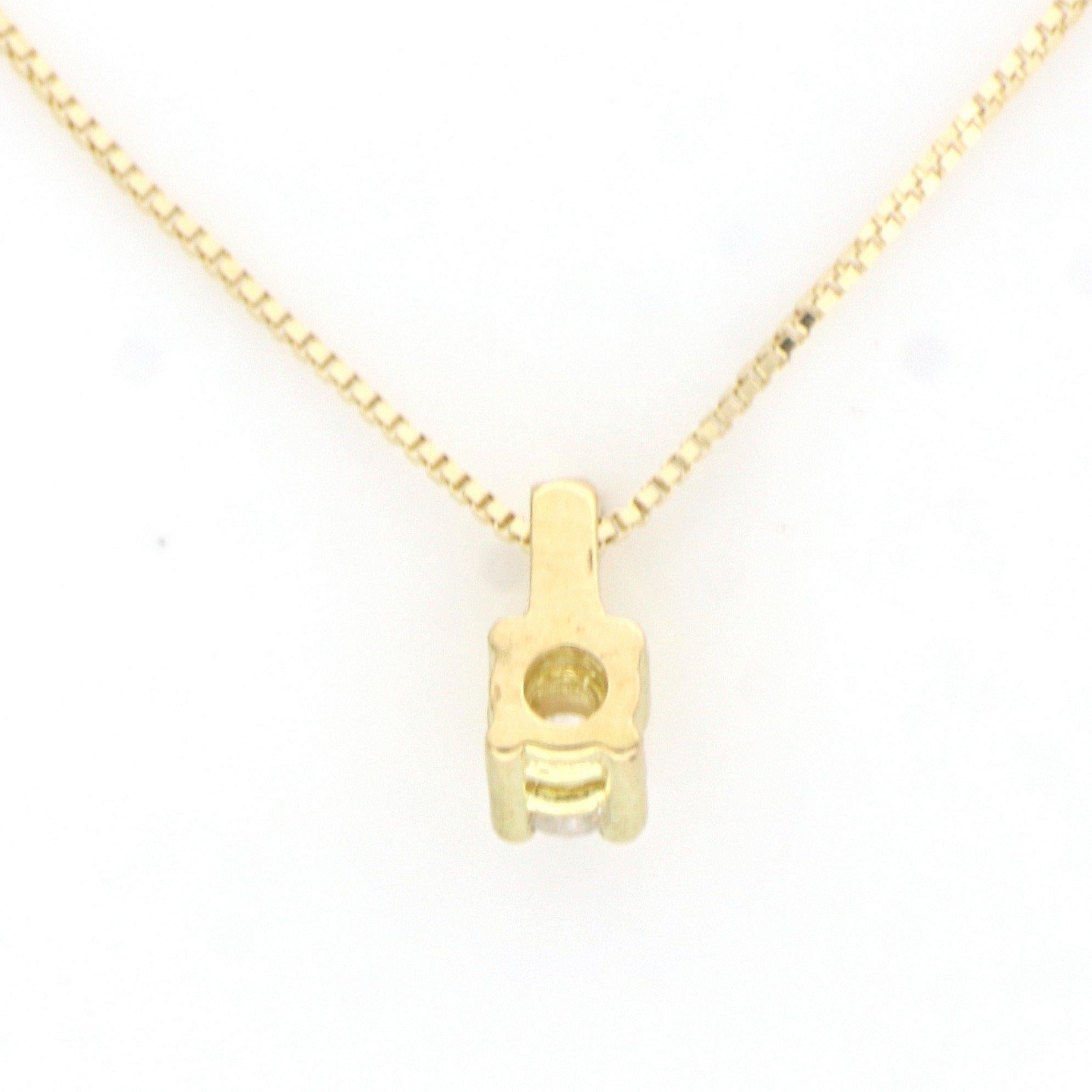 Round Cut Intini Jewels 18 Karat Yellow Gold Natural Diamond Chain Light Point Necklace For Sale