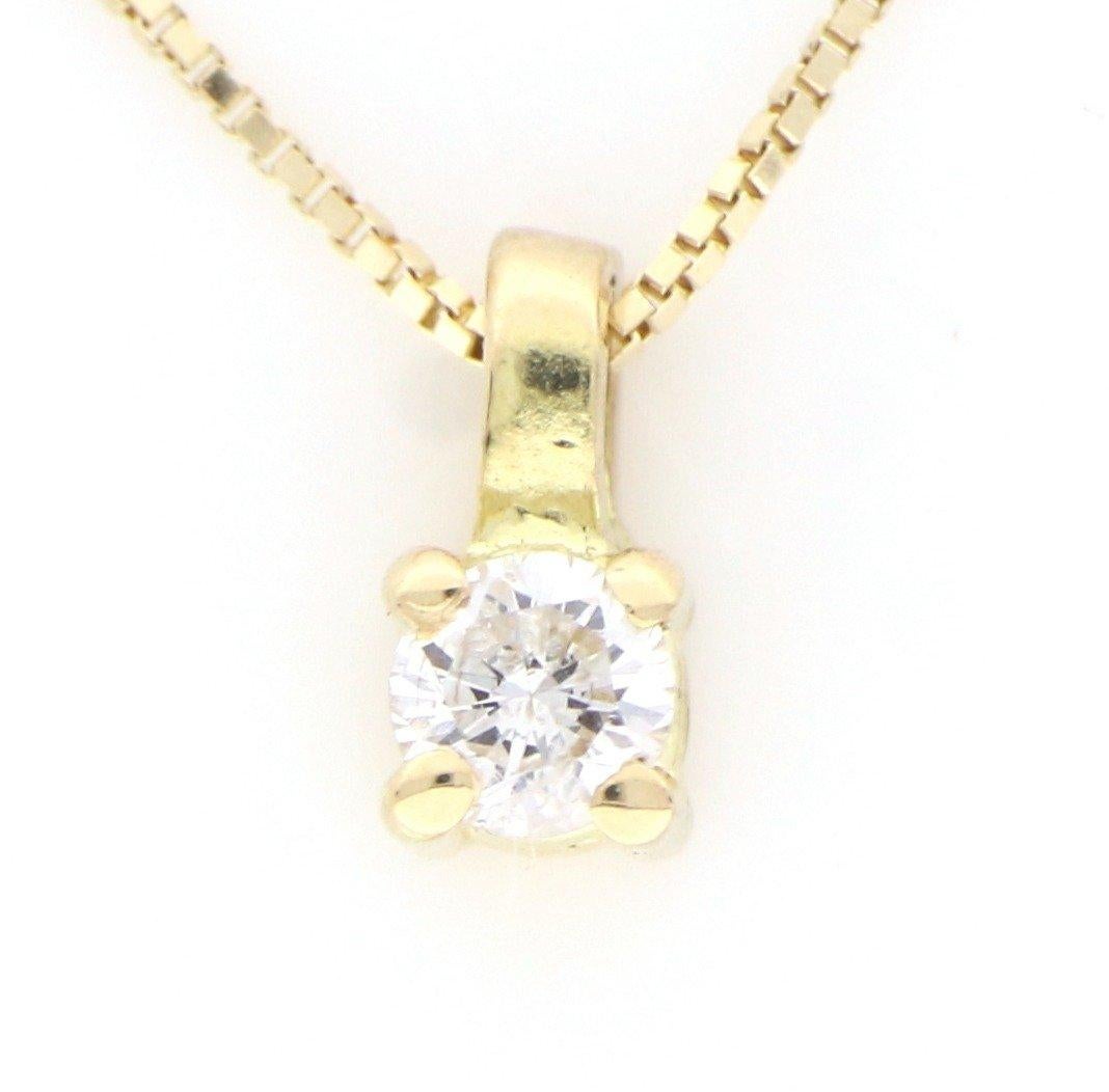 Intini Jewels 18 Karat Yellow Gold Natural Diamond Chain Light Point Necklace For Sale 3