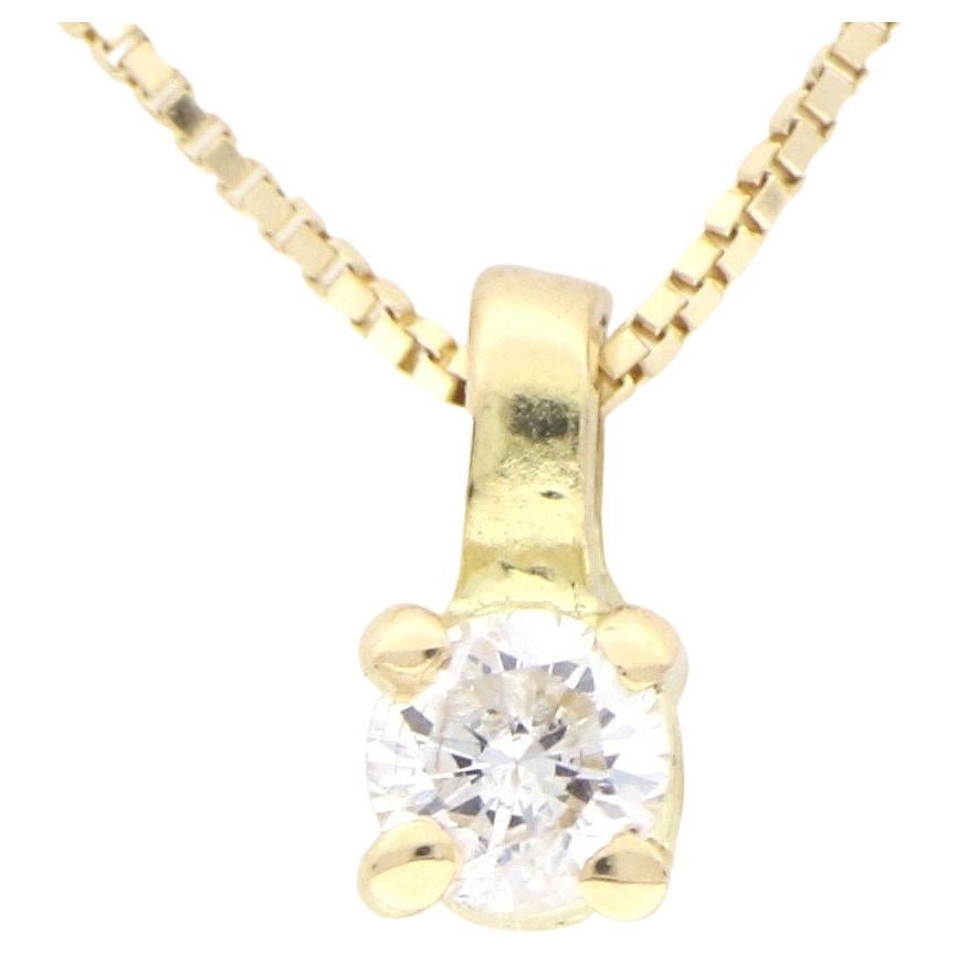 Intini Jewels 18 Karat Yellow Gold Natural Diamond Chain Light Point Necklace For Sale