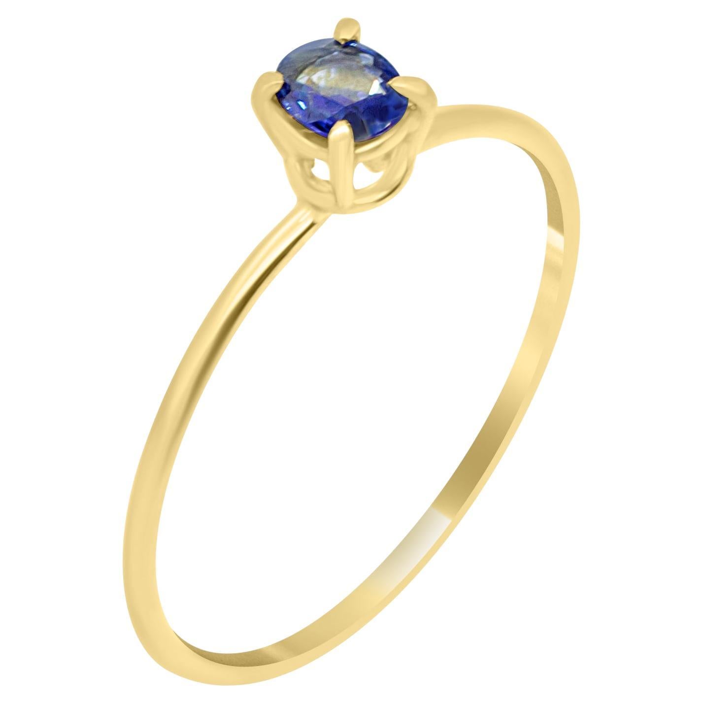 Intini Jewels Bague cocktail midi en or jaune 18 carats avec saphir bleu taille ovale