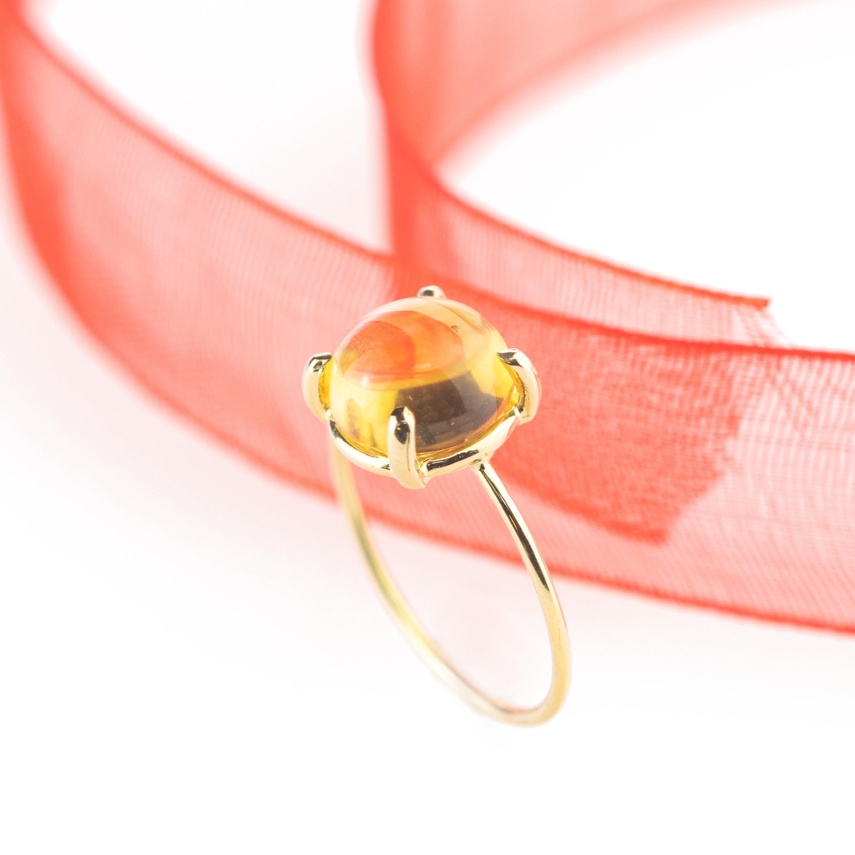 Taille ronde Intini Jewels Bague cocktail en or jaune 18 carats avec quartz et citrine taille ovale en vente