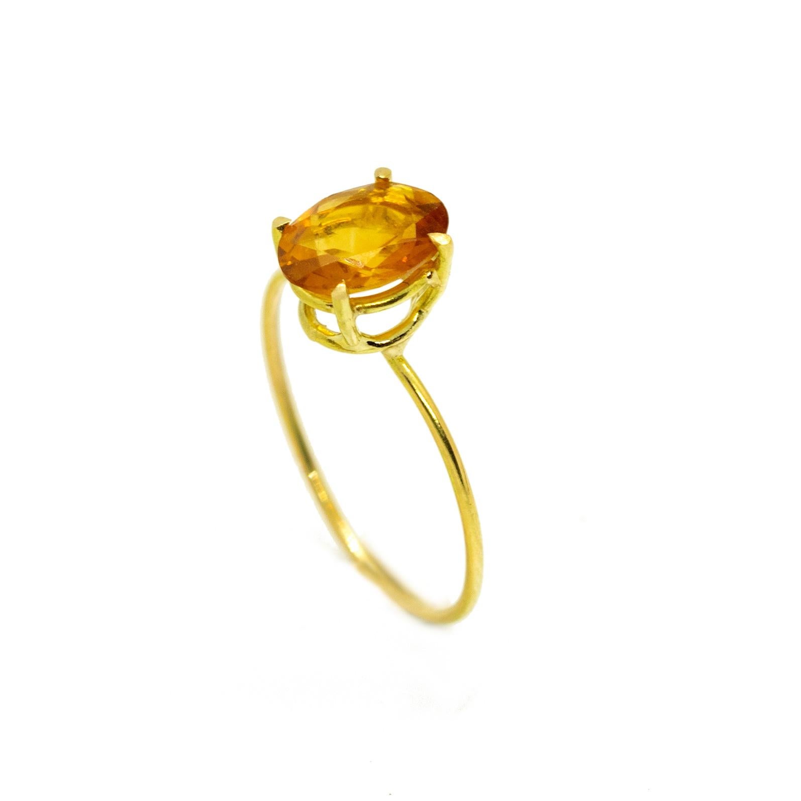 Taille ovale Intini Jewels Bague cocktail en or jaune 18 carats avec quartz et citrine taille ovale en vente
