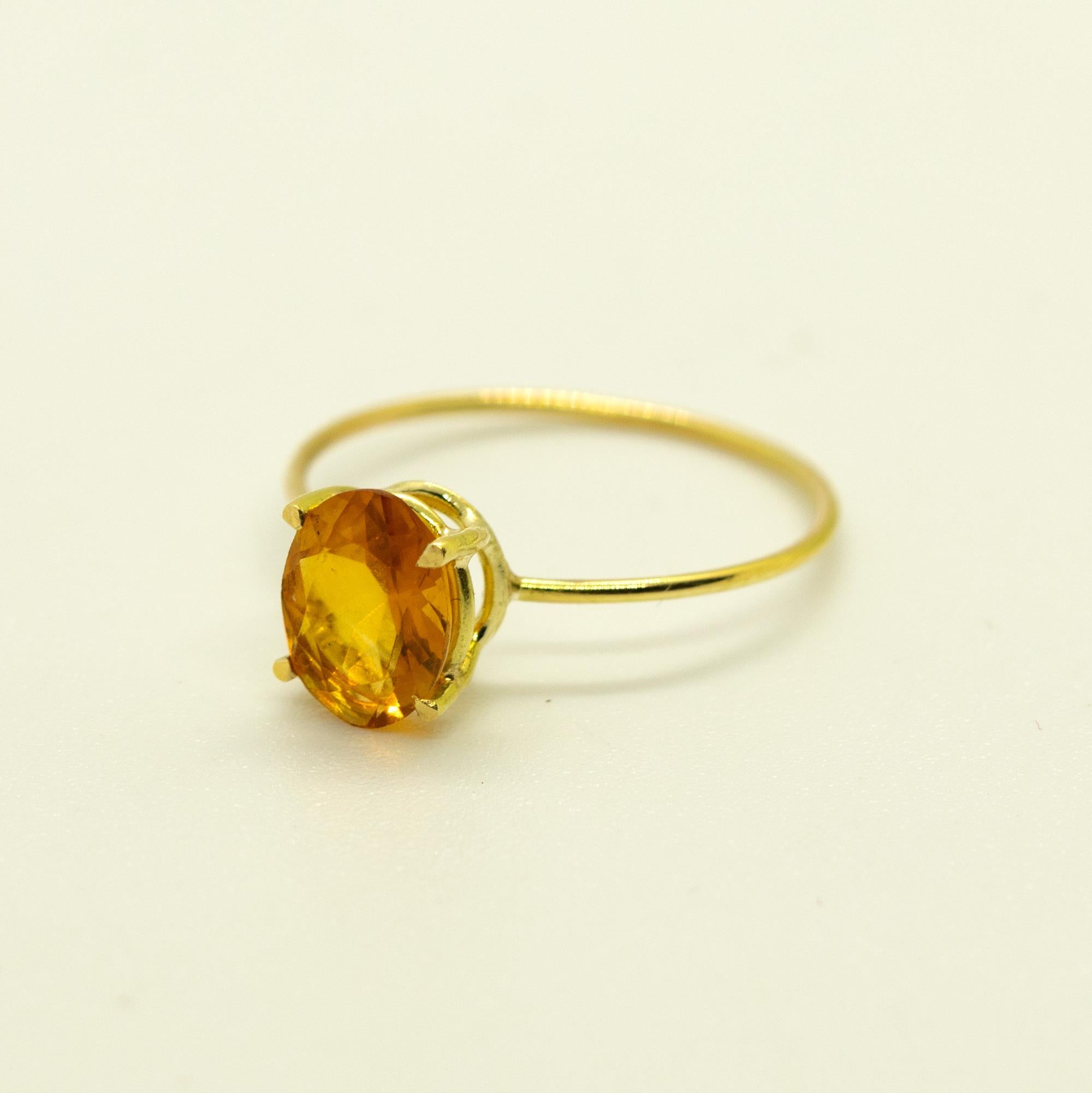 Intini Jewels Bague cocktail en or jaune 18 carats avec quartz et citrine taille ovale Unisexe en vente