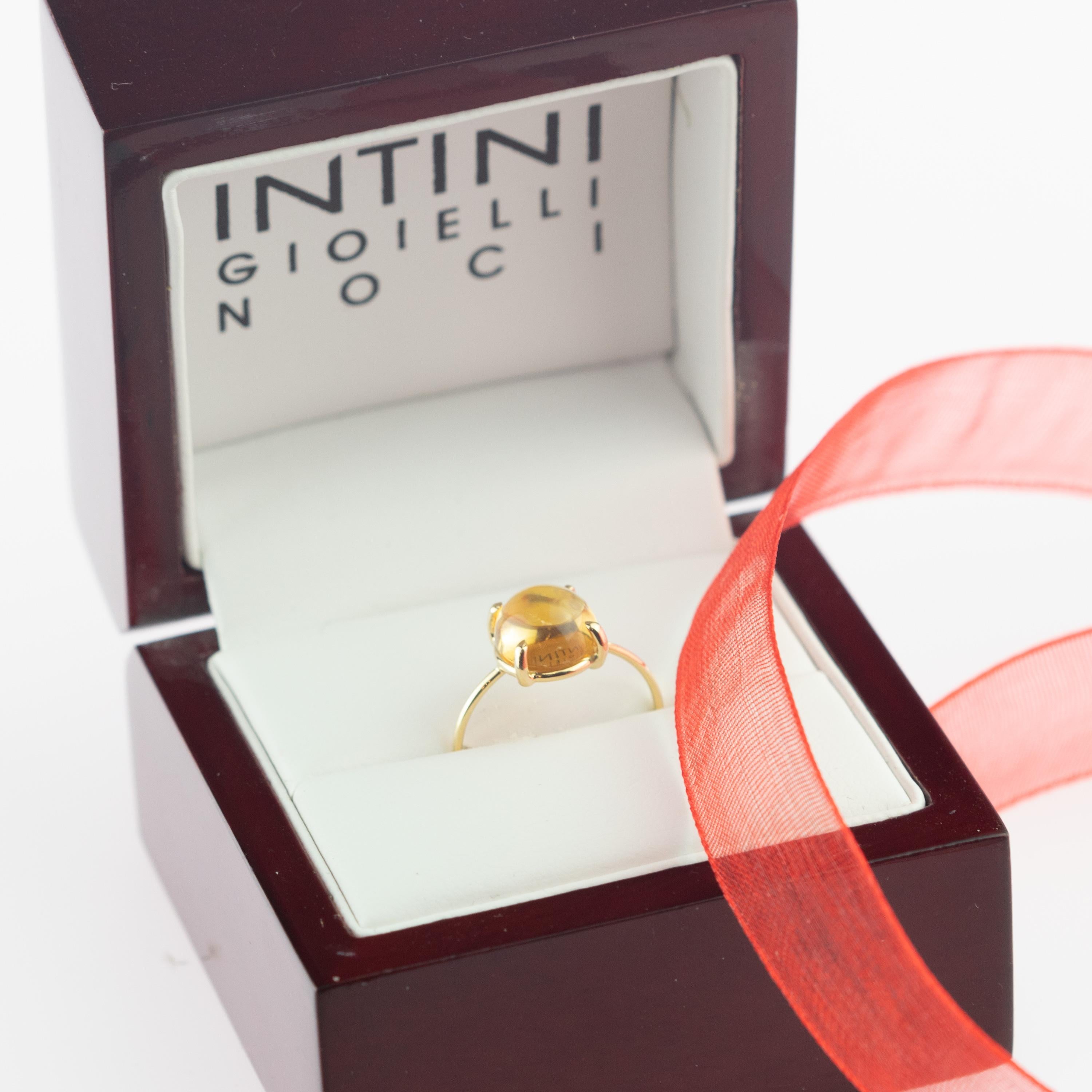 Intini Jewels Bague cocktail en or jaune 18 carats avec quartz et citrine taille ovale en vente 2