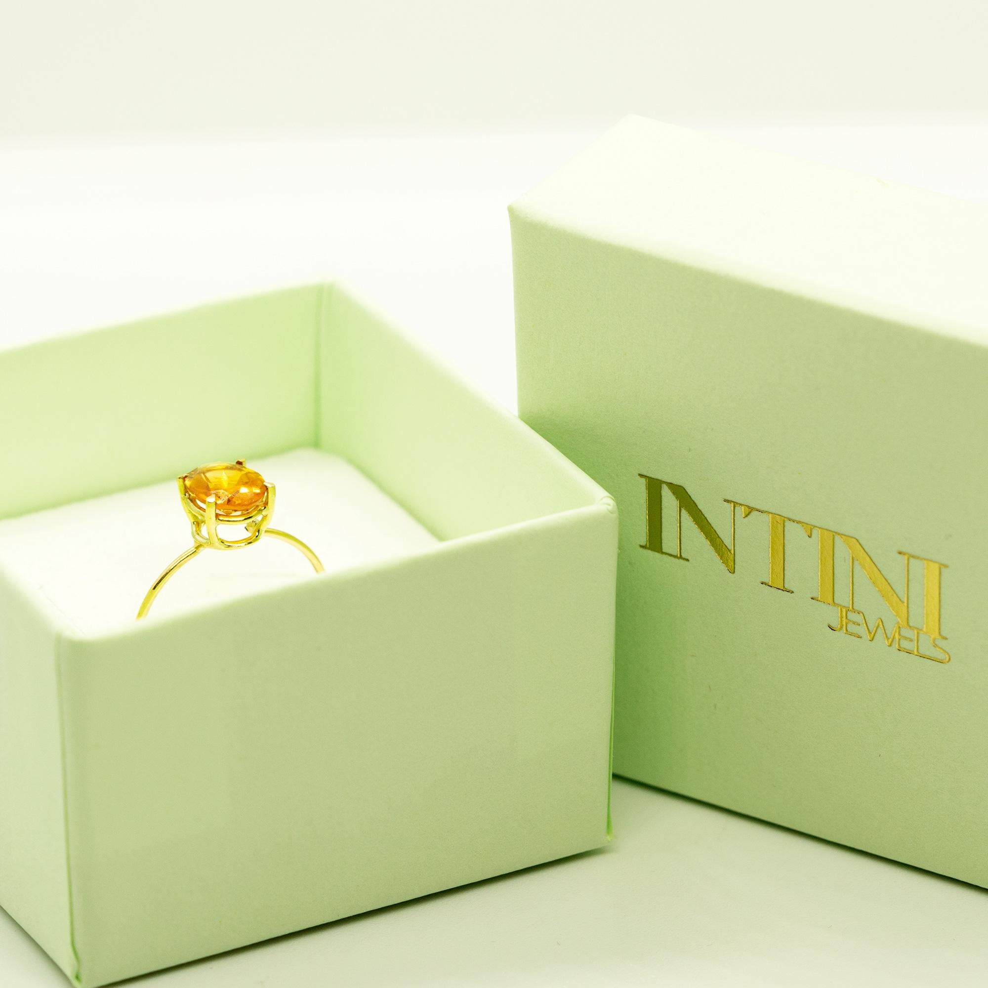 Intini Jewels Bague cocktail en or jaune 18 carats avec quartz et citrine taille ovale en vente 2