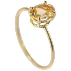 Intini Jewels 18 Karat Yellow Gold Oval Cut Citrine Quartz Cocktail Ring
