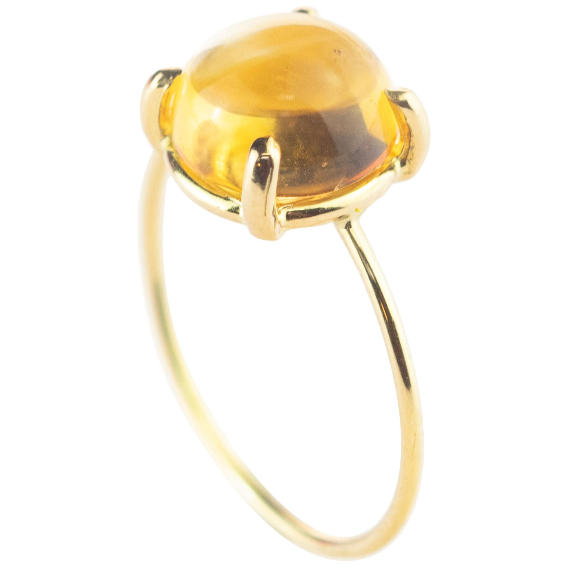 Intini Jewels Bague cocktail en or jaune 18 carats avec quartz et citrine taille ovale