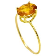 Intini Jewels 18 Karat Yellow Gold Oval Cut Citrine Quartz Cocktail Ring