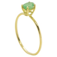 Intini Jewels 18 Karat Yellow Gold Oval Cut Emerald Cocktail Blue Midi Ring