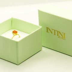 Intini Jewels 18 Karat Yellow Gold Oval Cut Fire Opal Cocktail Orange Midi Ring
