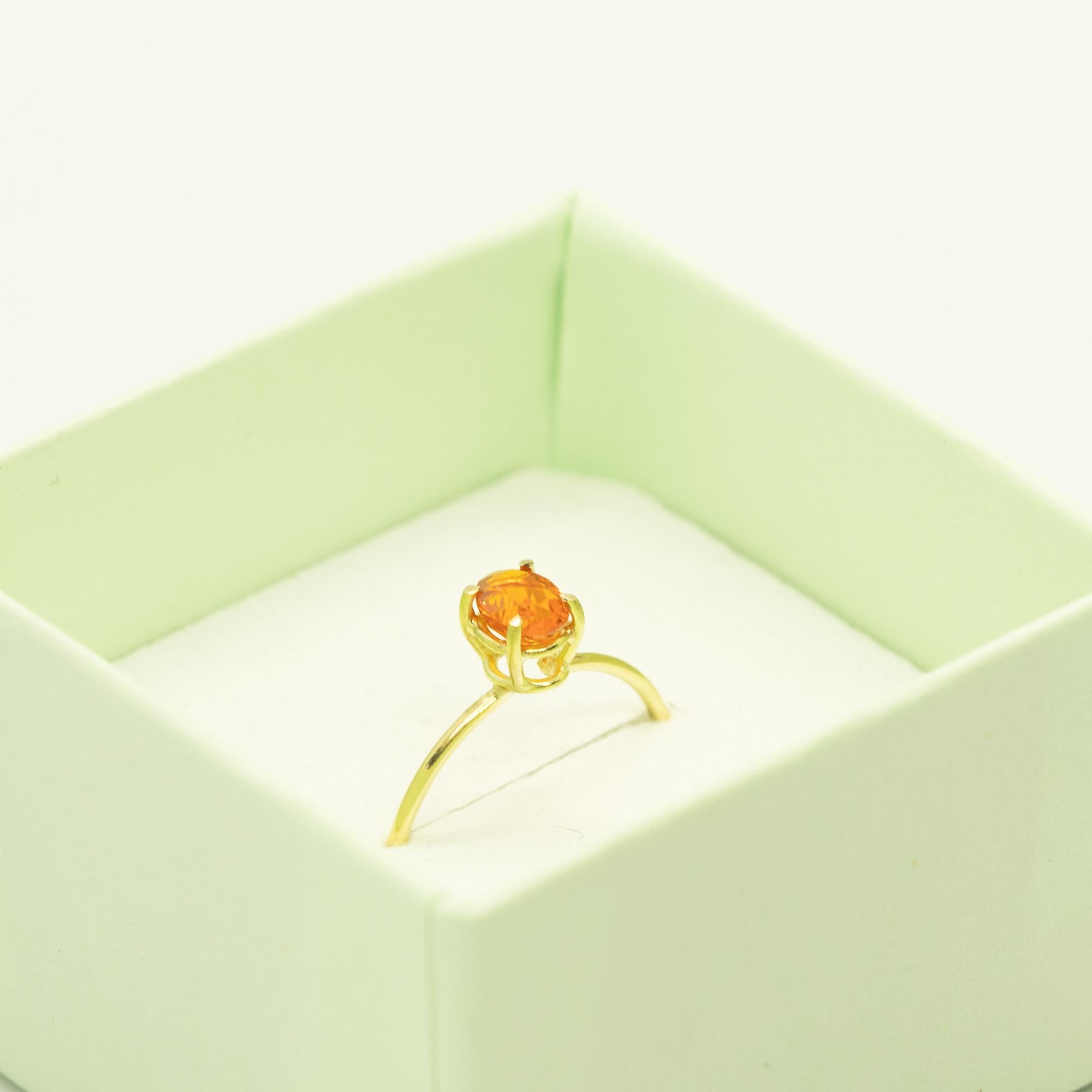 18 Karat Gelbgold Ovalschliff Feueropal Cocktail Orange Midi-Ring vontini Jewels (Moderne) im Angebot