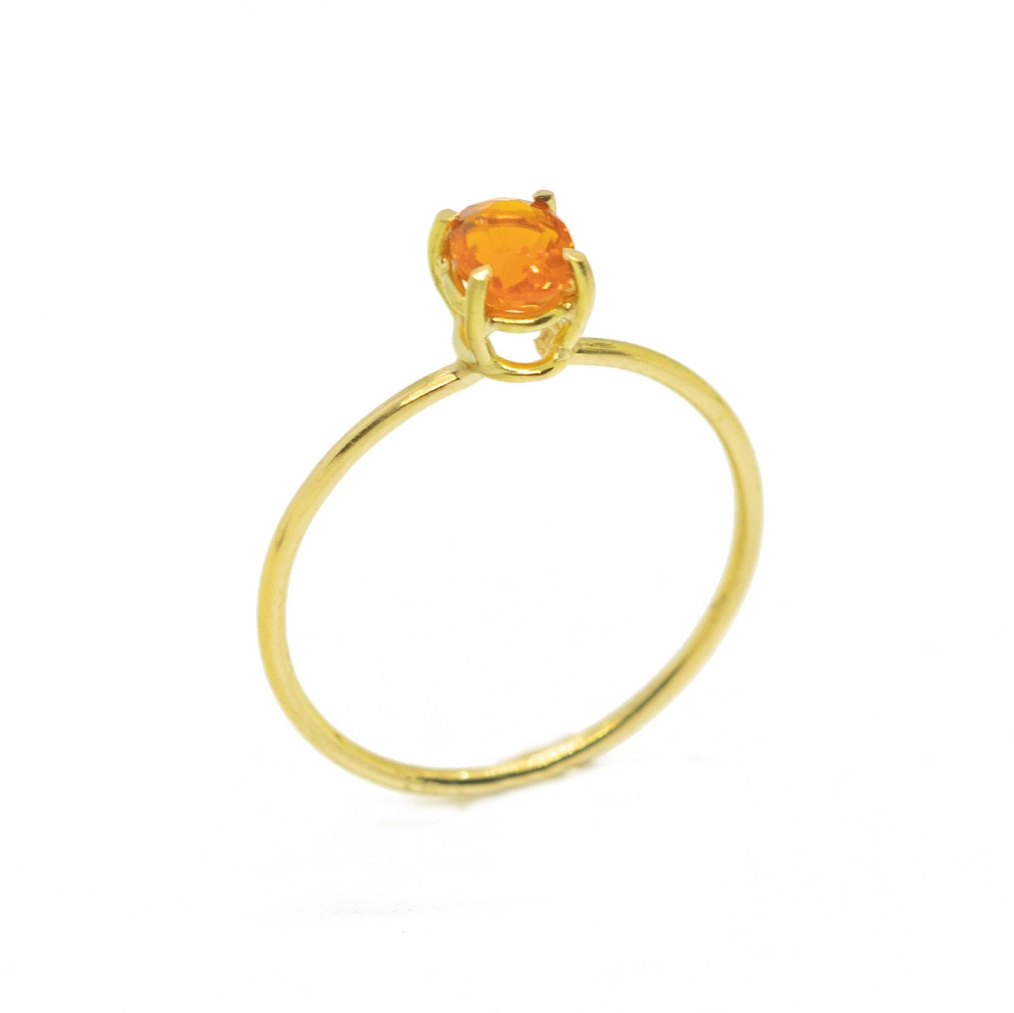 18 Karat Gelbgold Ovalschliff Feueropal Cocktail Orange Midi-Ring vontini Jewels im Zustand „Neu“ im Angebot in Milano, IT