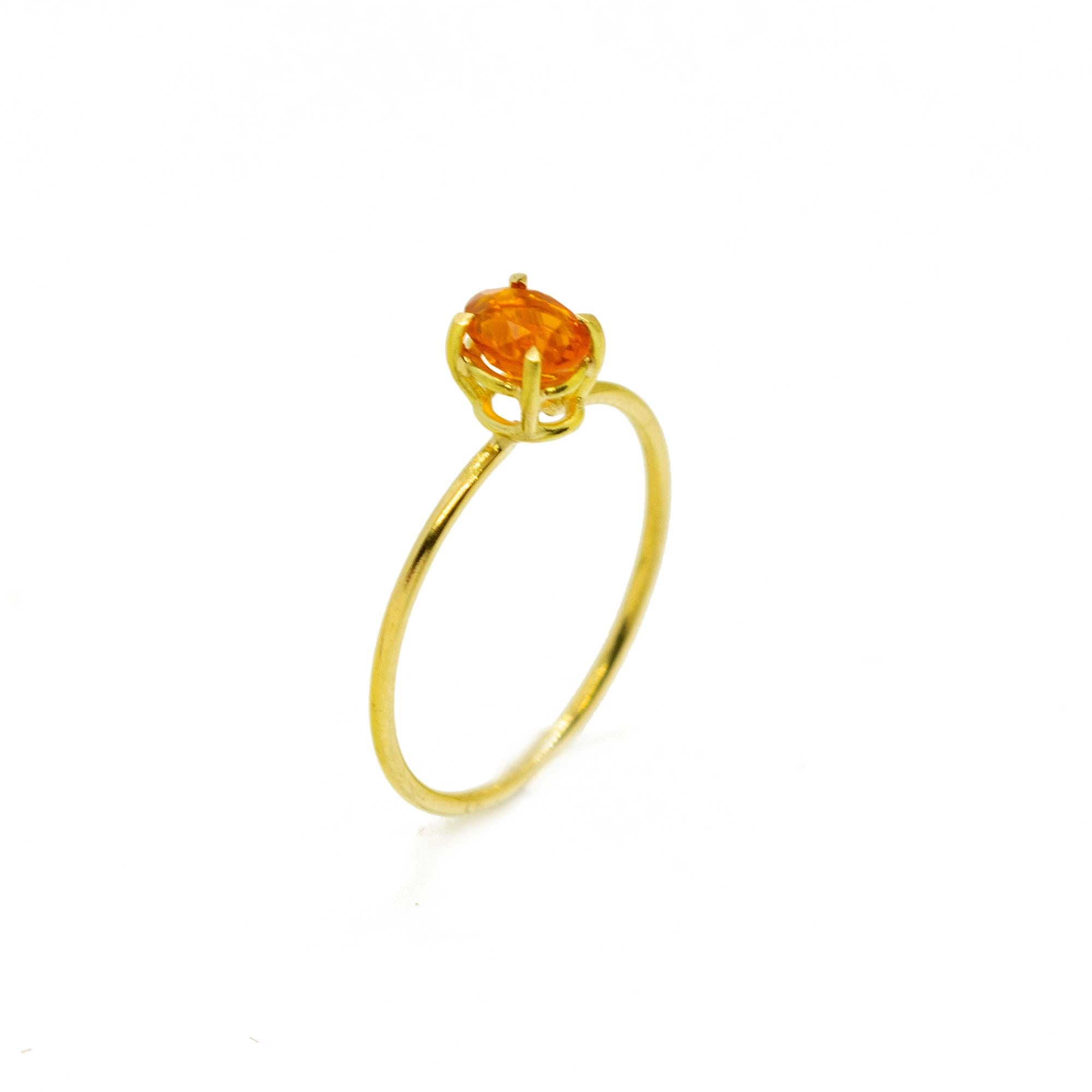 18 Karat Gelbgold Ovalschliff Feueropal Cocktail Orange Midi-Ring vontini Jewels für Damen oder Herren im Angebot