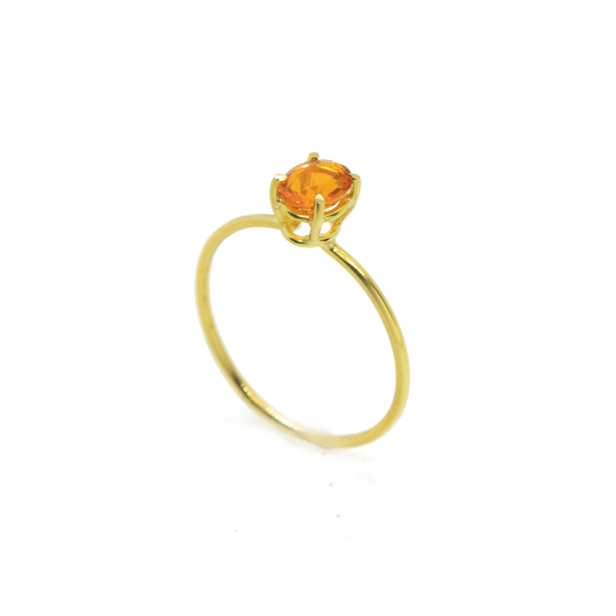 18 Karat Gelbgold Ovalschliff Feueropal Cocktail Orange Midi-Ring vontini Jewels im Angebot 1