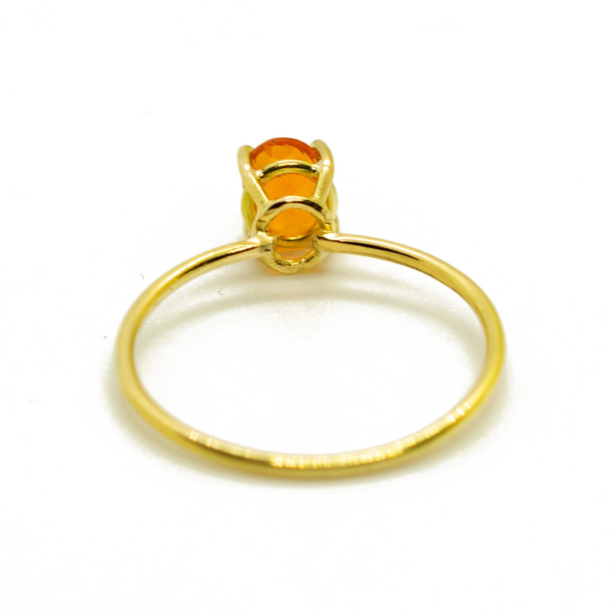 18 Karat Gelbgold Ovalschliff Feueropal Cocktail Orange Midi-Ring vontini Jewels im Angebot 3