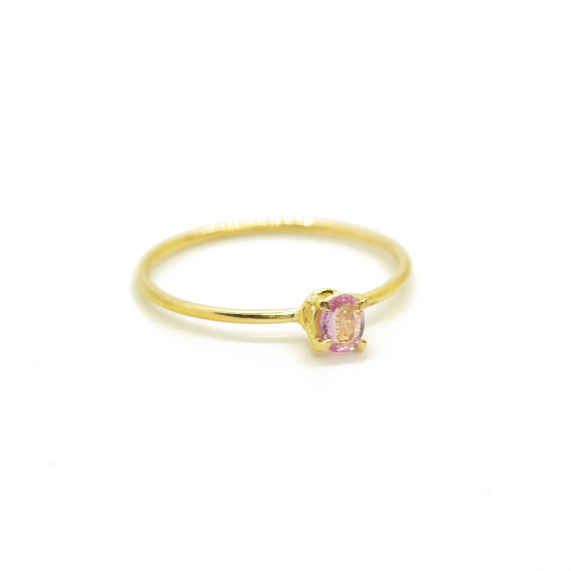 Moderne Intini Jewels, bague cocktail midi cocktail en or jaune 18 carats avec saphir rose taille ovale en vente