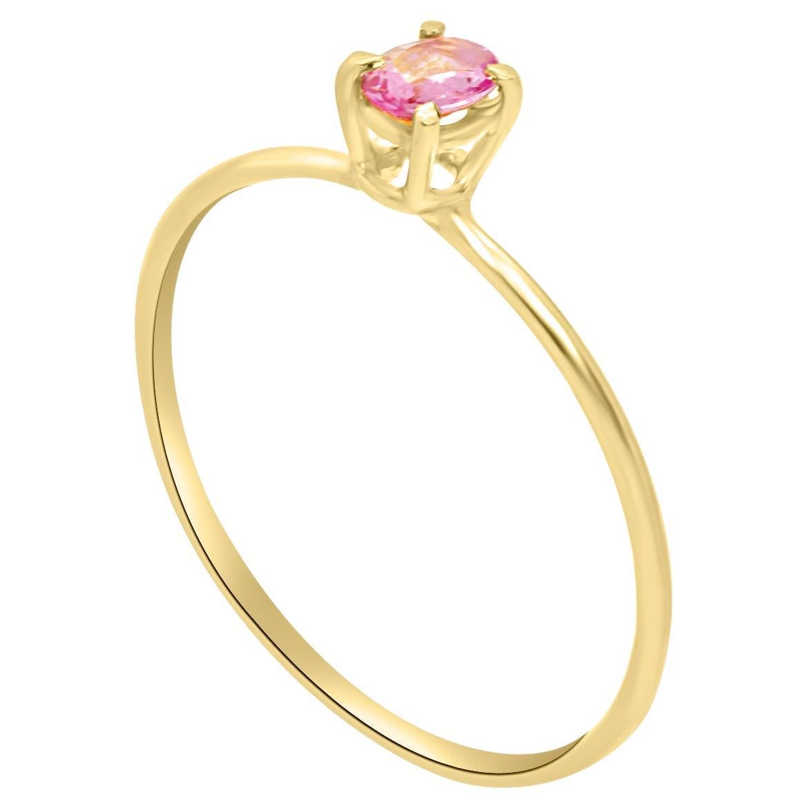 Intini Jewels, bague cocktail midi cocktail en or jaune 18 carats avec saphir rose taille ovale