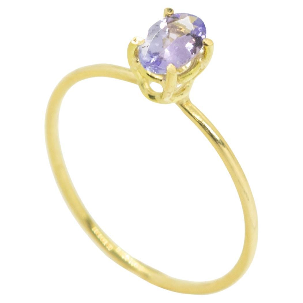 Intini Jewels Bague midi cocktail bleu cocktail en or jaune 18 carats avec tanzanite taille ovale