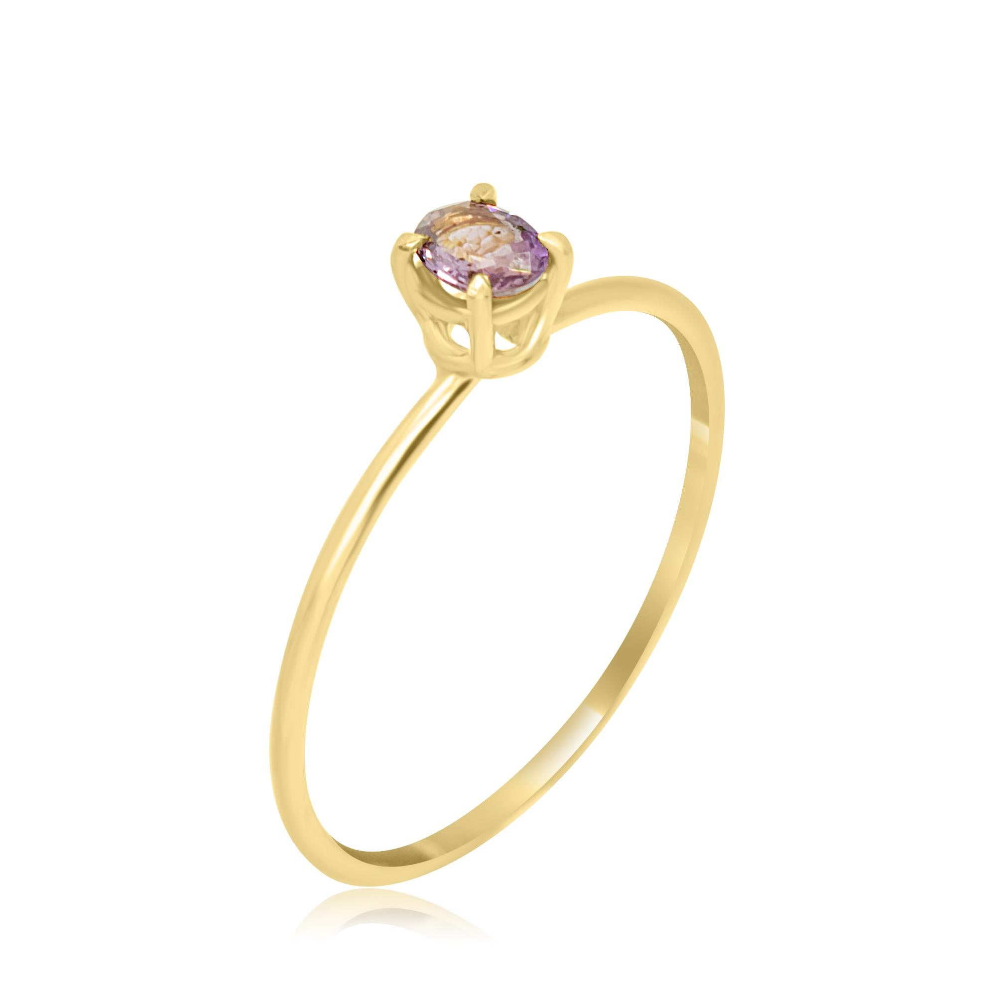 Oval precious solitaire ring design, with shining sparkles. 0.3 carat Blue Sapphire on 18 karat yellow gold ring inspired by the joy of summer sunsets. With a perfect size, it will fill with your daily elegant outfits.

• 18 karat yellow gold (750