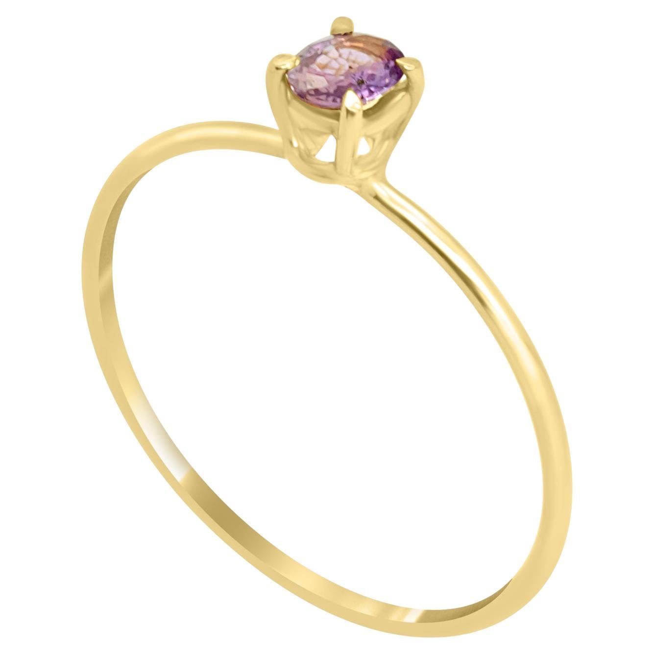 Intini Jewels 18 Karat Yellow Gold Oval Cut Violet Sapphire Cocktail Midi Ring For Sale