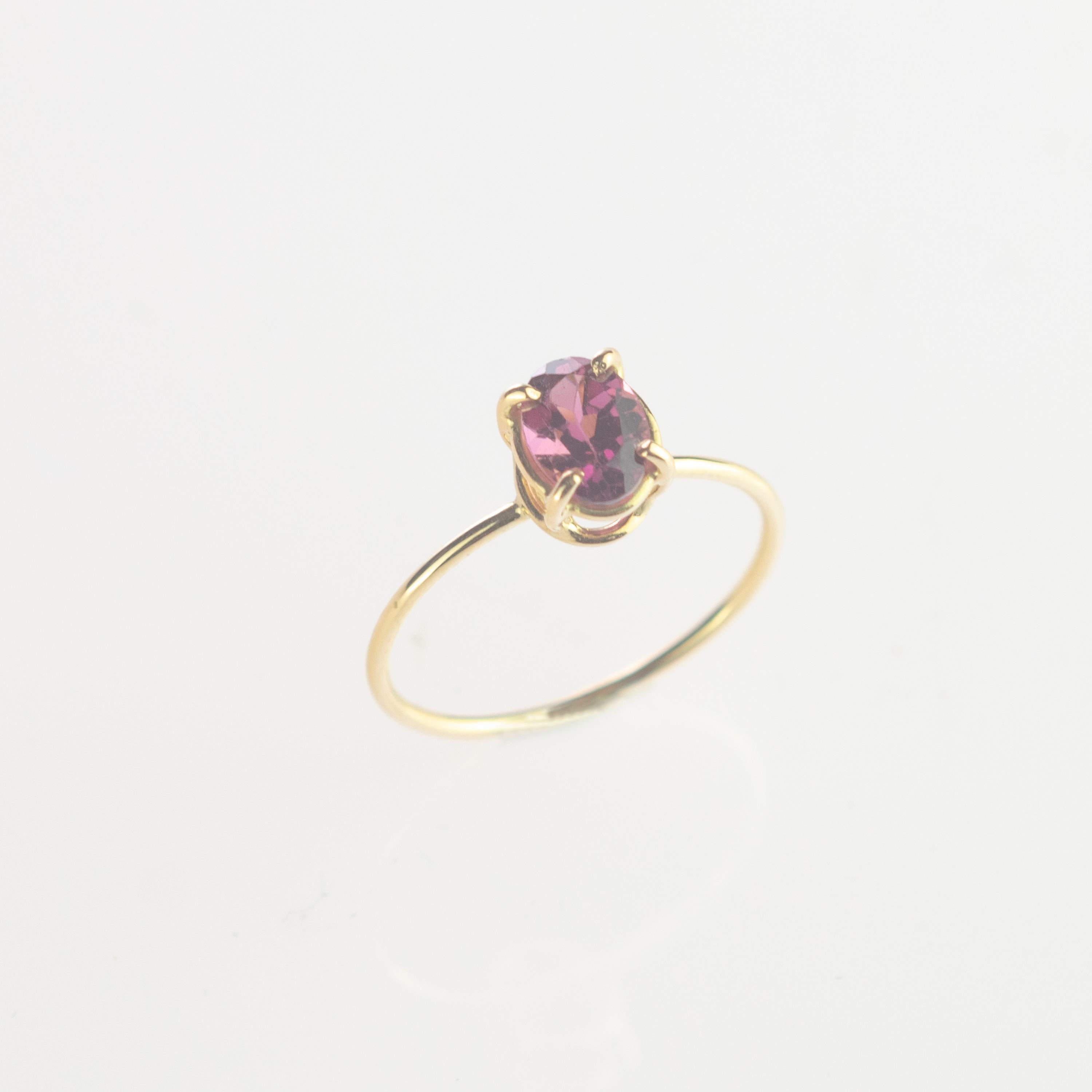 Oval Cut Intini Jewels 18 Karat Yellow Gold Oval Rubellite Cocktail Handmade Chic Ring For Sale