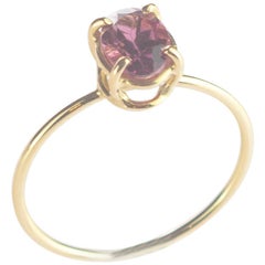 Intini Jewels Bague cocktail chic en or jaune 18 carats avec rubellite ovale, faite à la main