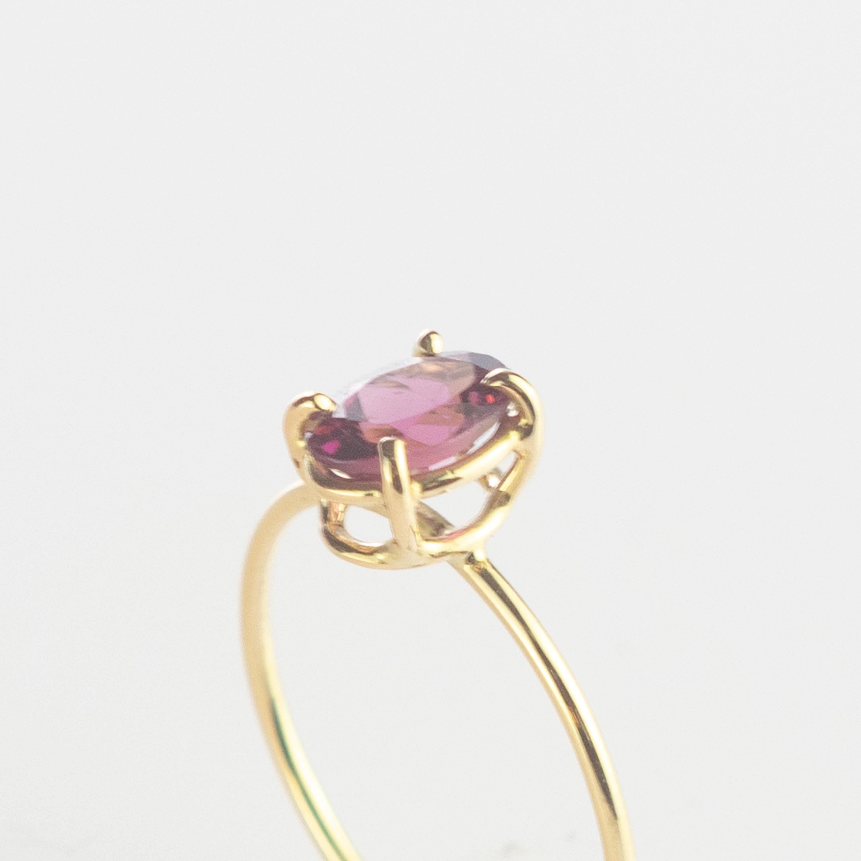 Modern Intini Jewels 18 Karat Yellow Gold Oval Rubellite Cocktail Handmade Chic Ring For Sale