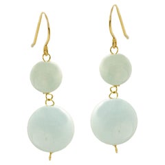 Intini Jewels 18 Karat Yellow Gold Round Natural Aquamarine Chandelier Earrings