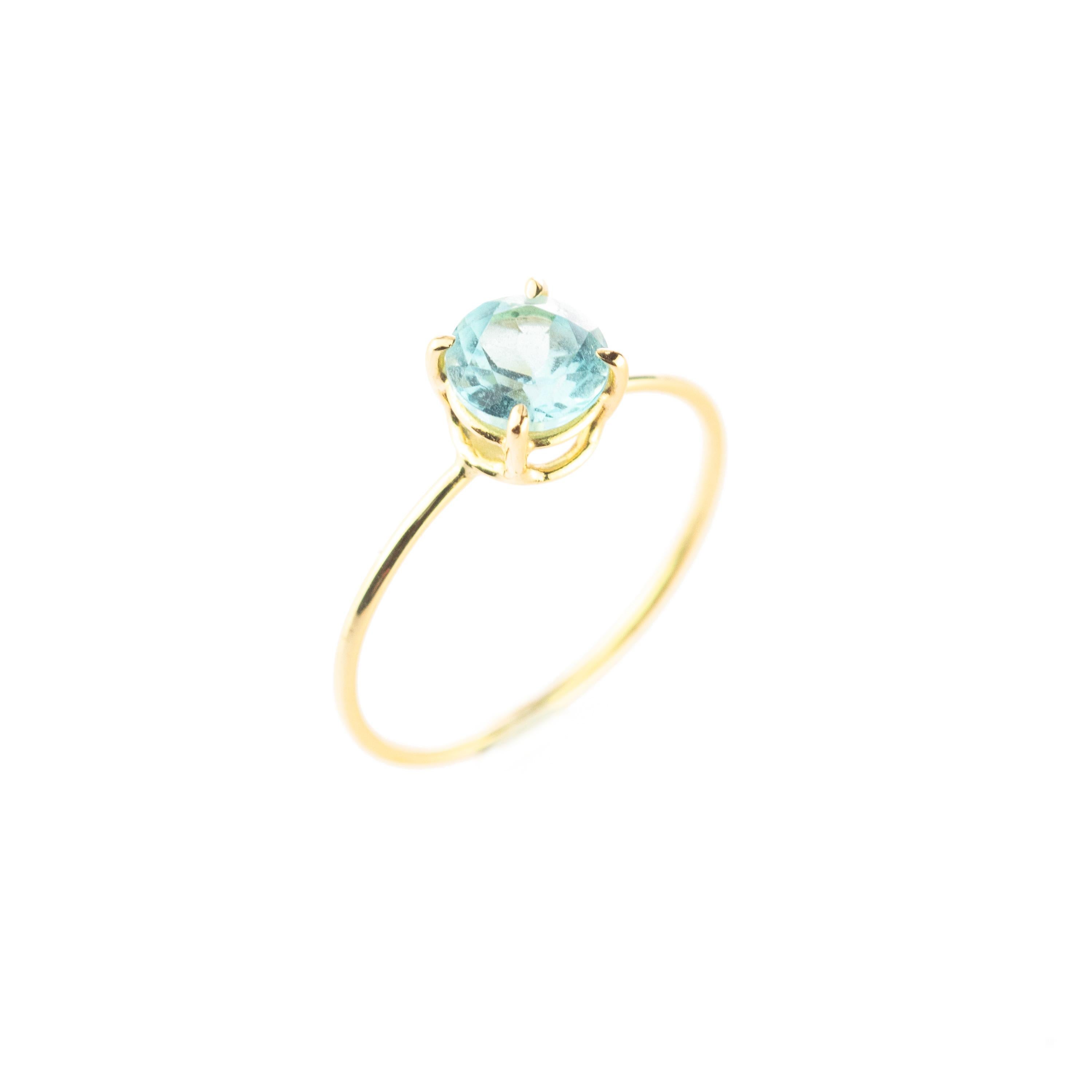 Intini Jewels Bague cocktail moderne faite main en or jaune 18 carats avec topaze ronde, faite à la main en vente 6